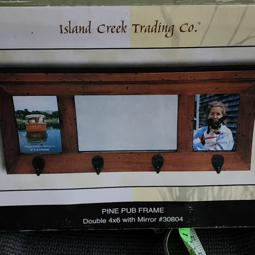 Island Creek Trading Co Pine Pub Frame & wall hooks with photos decor home